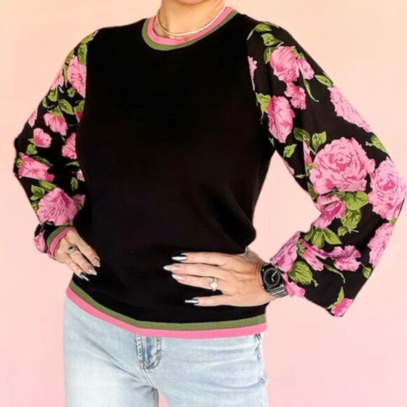 Fate Sweaters - Floral Dream Banded Sweater